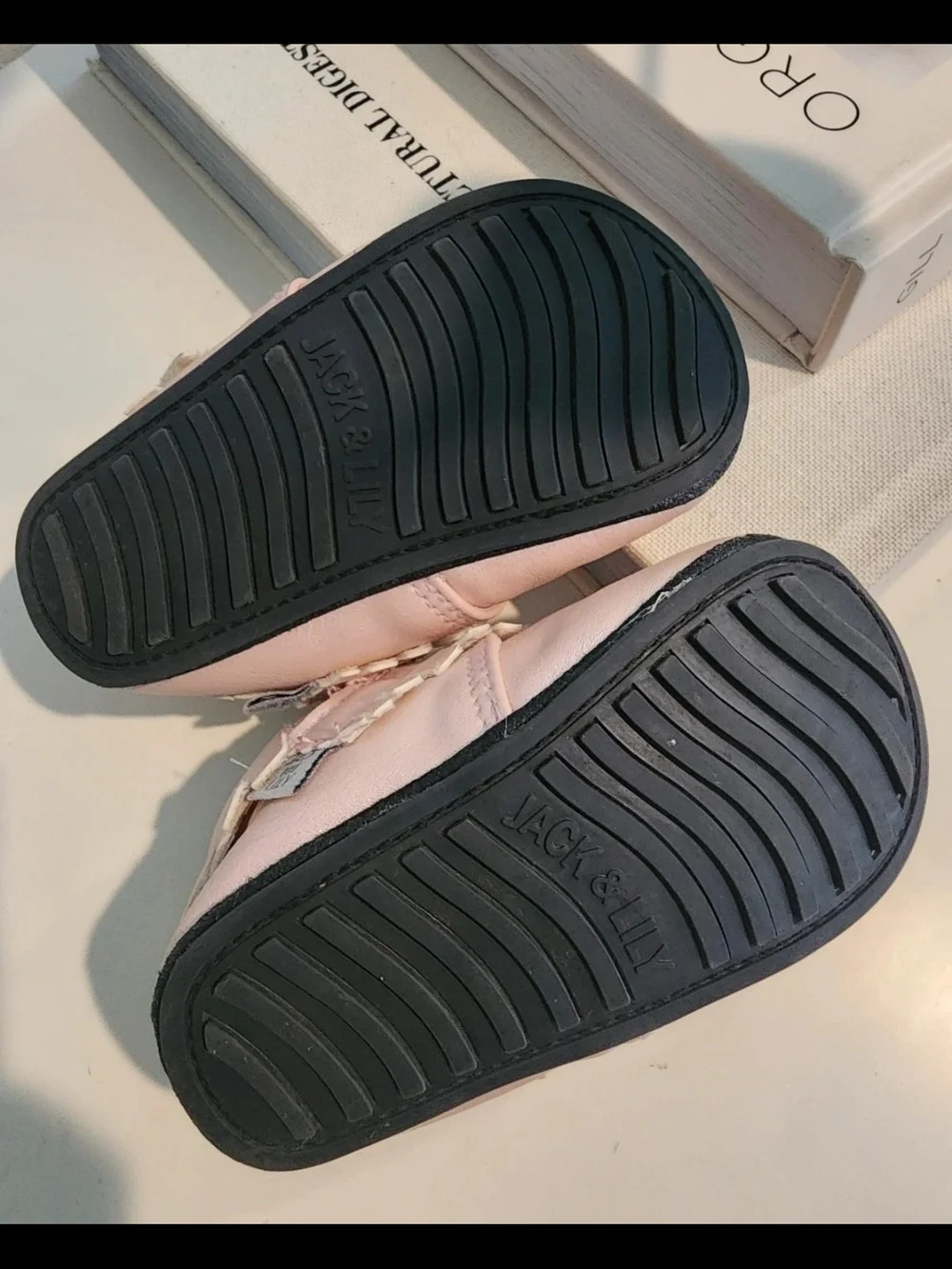 Toddler Pink Fringe Moccasins with Hook-and-Loop Strap
